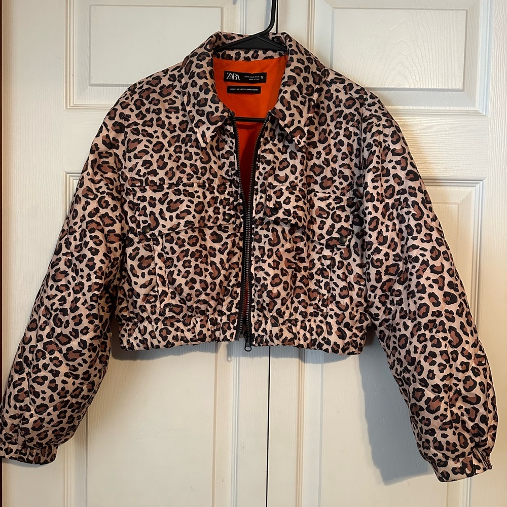 Zara bomber cheetah jacket